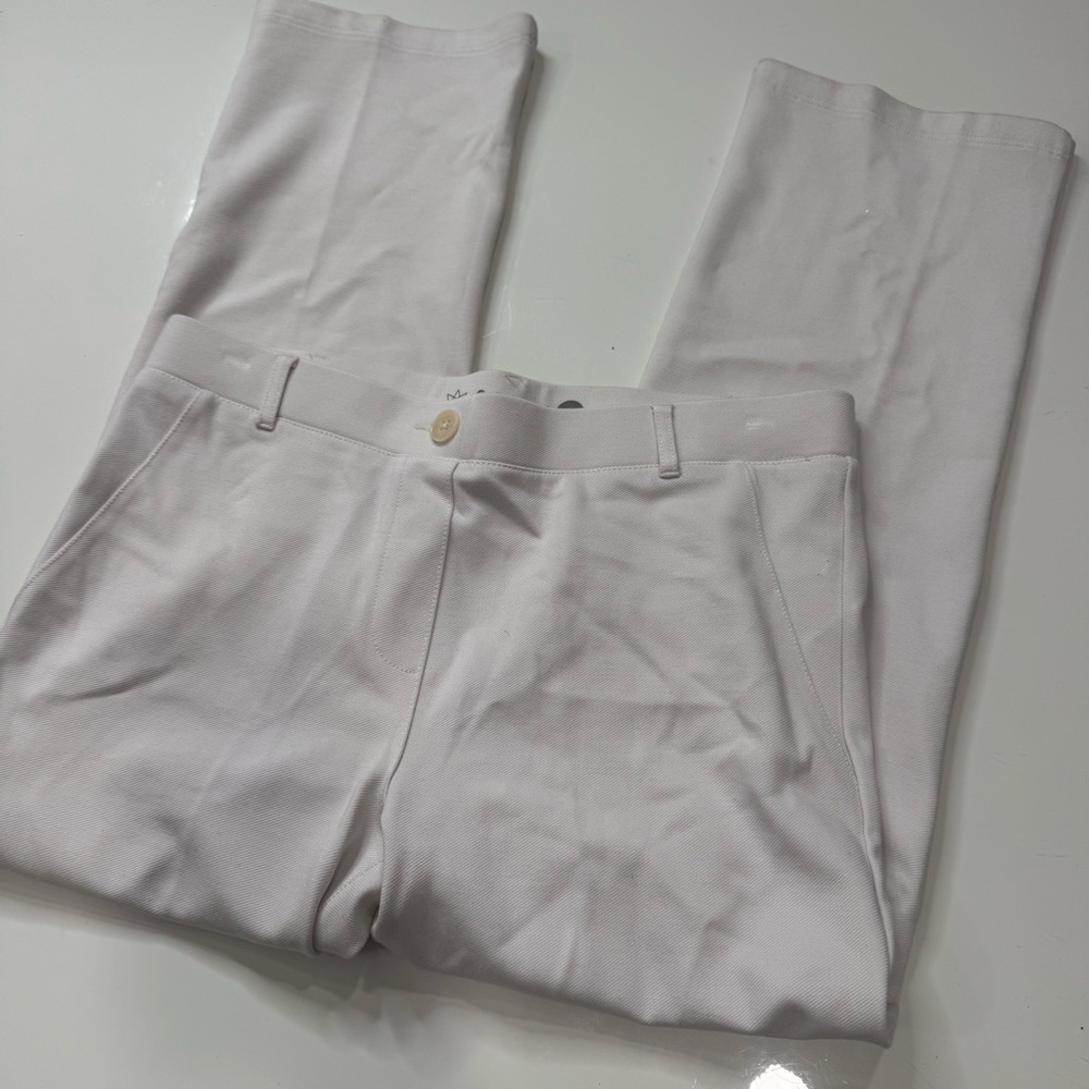 Betabrand Womens White Straight Legged Stretch Pants Size LP A030126